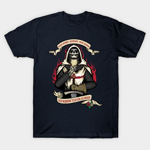 Knight Templar Skull T-Shirt by xeravin